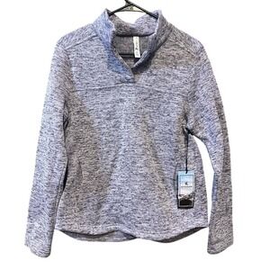 Kyodan‎ Outdoor Womens Grey Space Dye Quarter Snap Fleece Lined Pullover Large